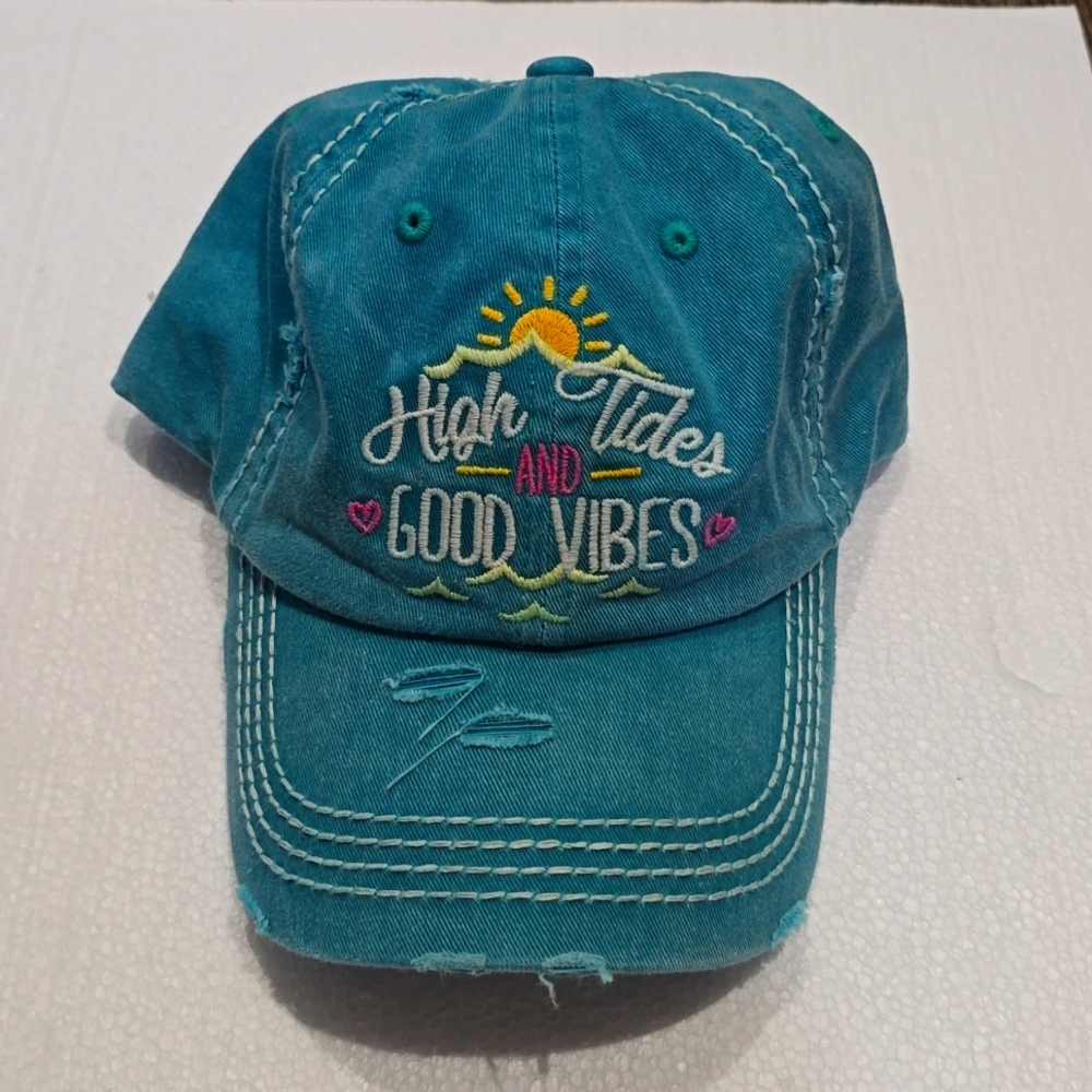 High tides and good vibes women's turquoise hat